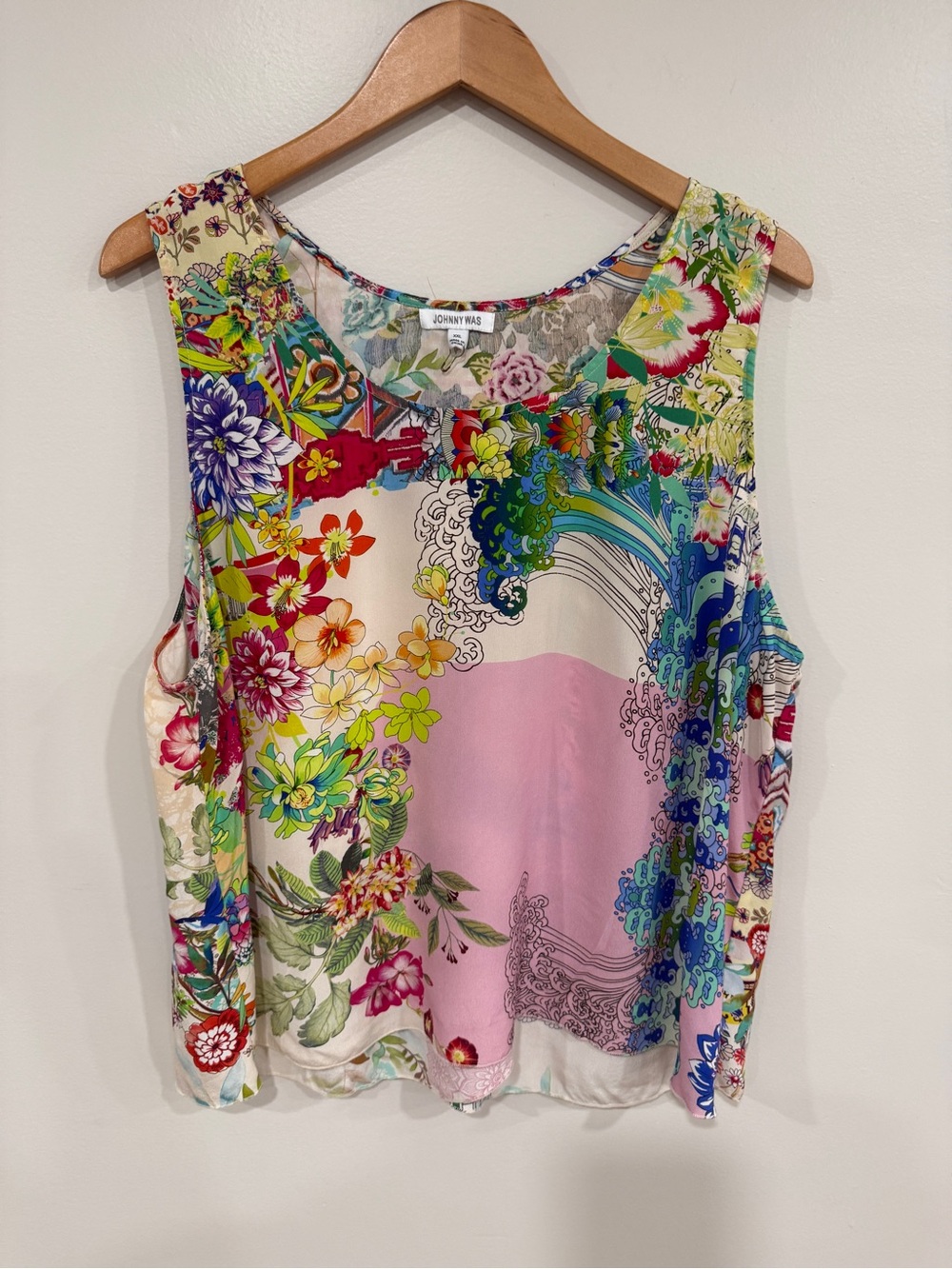 Johnny Was Multi-Color Floral Silk Scoop Neck Tank